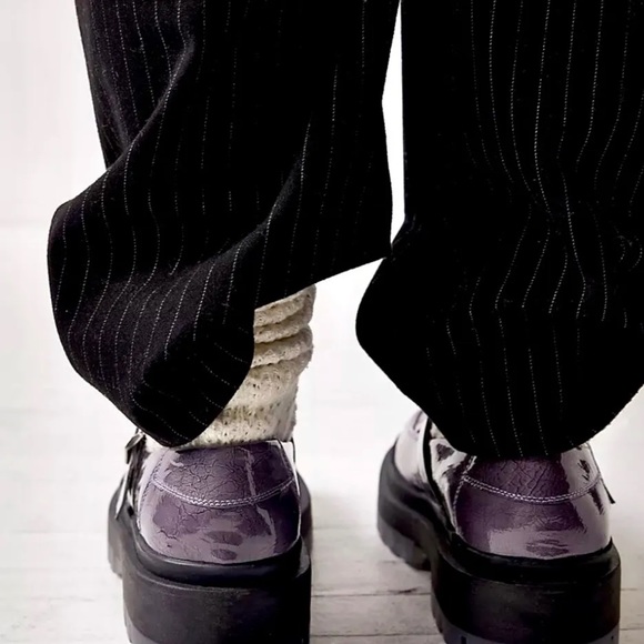 Free People Mackensie MJ Loafer Lug Sole Purple Gray Patent Leather - Picture 10 of 10